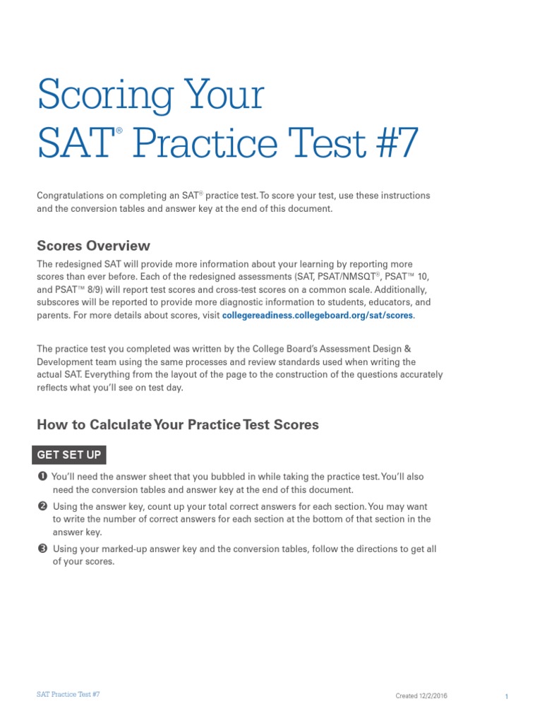 Scoring Sat Practice Test 7 PDF | PDF | Career & Growth