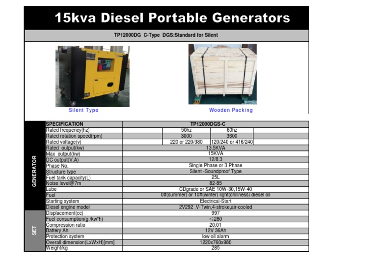 15 kVA Generator Specifications and Details | PDF | Technology ...