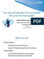 Are You Getting The Best Treatment For Your Low Back Pain?: Paula Salmon and Carol Doyle