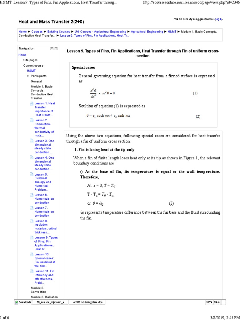 Types and Applications of Fins in Heat Transfer | PDF | Heat Transfer ...