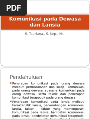 Komunikasi Pada Dewasa Dan Lansia