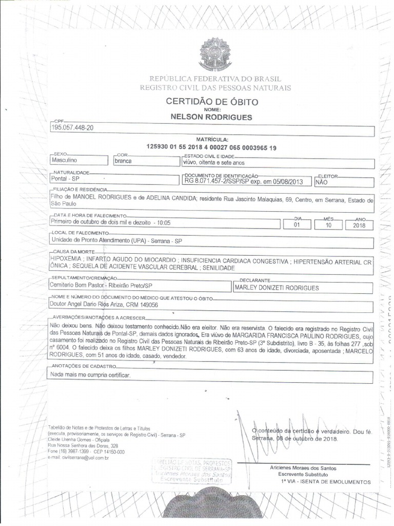 Certidão De Obito Pdf Pdf