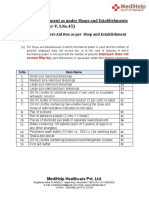 First Aid Requirement As Under Shops and Establishments Act, 1948 (Chapter-V, S.No.45)