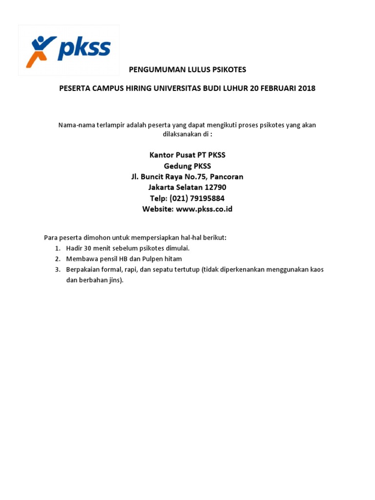 Pengumuman Campus Hiring Budi Luhur 1