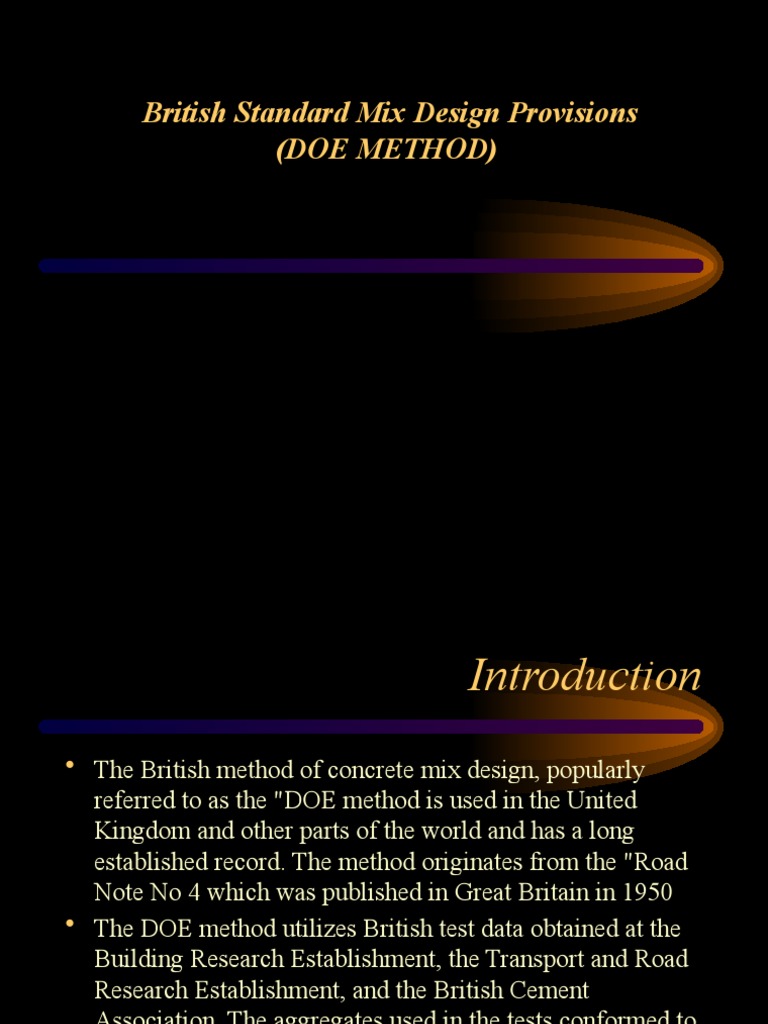 Bs Mix Design Doe Method PDF Concrete Cement