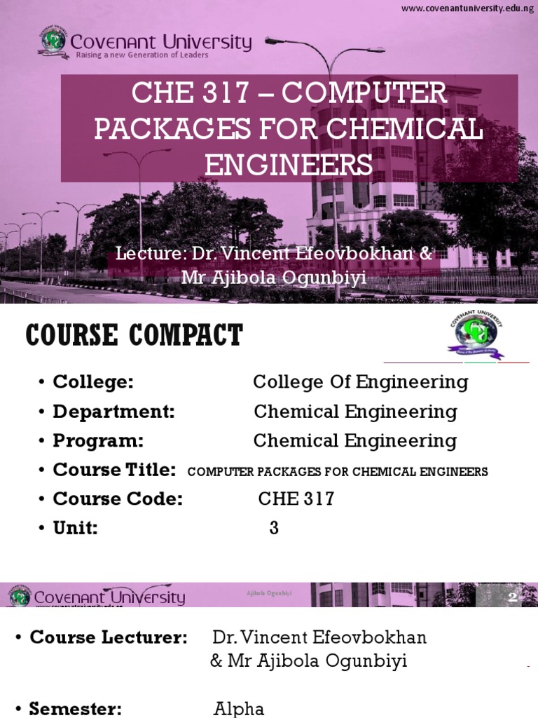Chemical Eng. Software Course | PDF | Matlab | Microsoft Excel