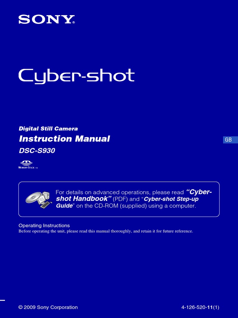 Sony DSC S930 Manual | PDF | Usb Flash Drive | Shutter Speed