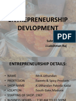 Entrepreneurship Devlopment: Submitted by J.Lakshman Raj