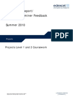 Examiners' Report/ Principal Examiner Feedback Summer 2010: Projects Level 1 and 2 Coursework