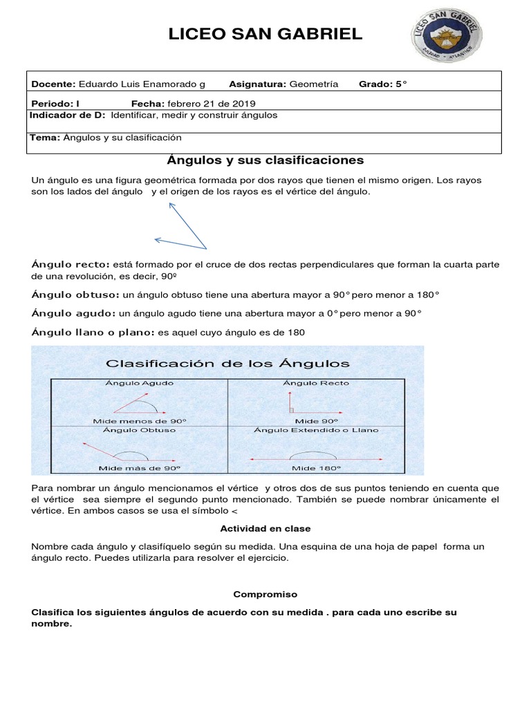 Clasificación de Ángulos en Geometría | PDF | Ángulo | Geometría