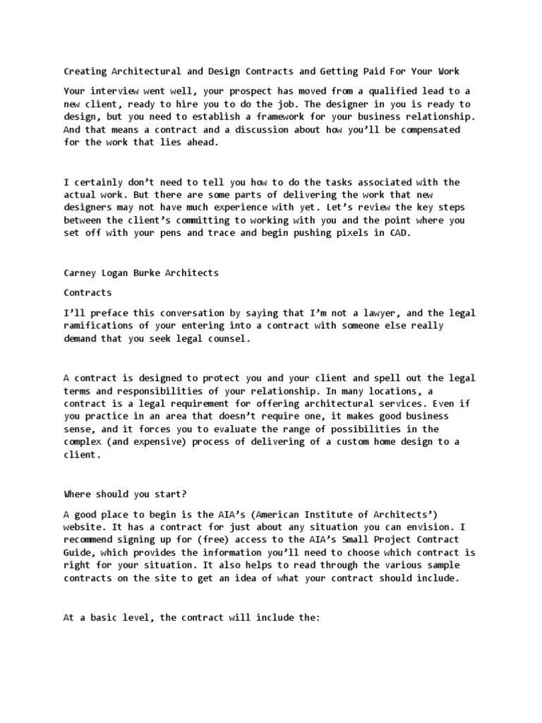 Architectural Proposal | PDF | Architect | Fee