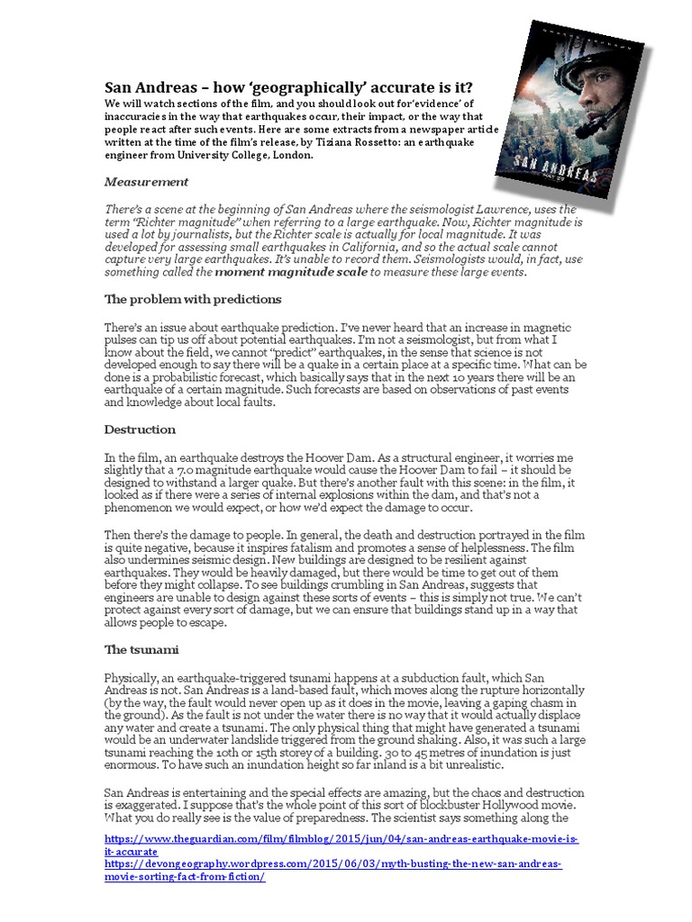 San Andreas How Geographically' Accurate Is It? Measurement PDF