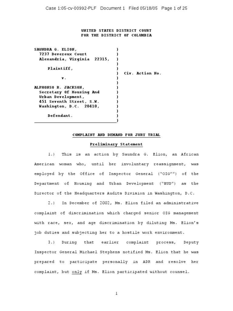S G Elion Complaint PDF United States Department Of Housing And