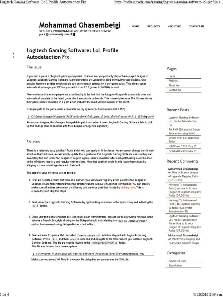 Logitech Gaming Software Lol Profile Autodetection Fix Windows Registry Directory Computing