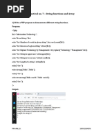 Practical No. 7 - String Functions and Array: 1) Write A PHP Program To Demonstrate Different String Functions. Program