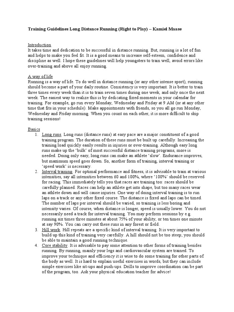 Training Guidelines Long Distance Running | Download Free PDF | Running ...