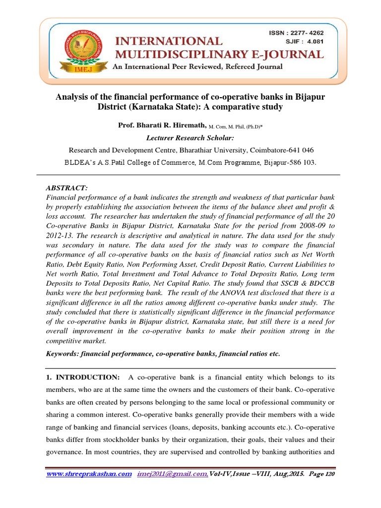 Financial Performance of Bijapur Co-ops | PDF | Analysis Of Variance ...