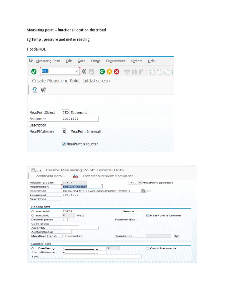 Measuring Point - Functional Location Described Eg Temp, Pressure and ...
