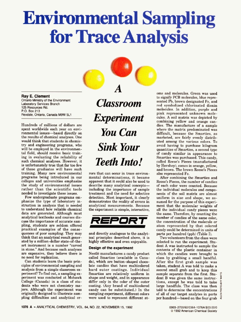 Classroom Experiment on Environmental Sampling | PDF | Experiment ...