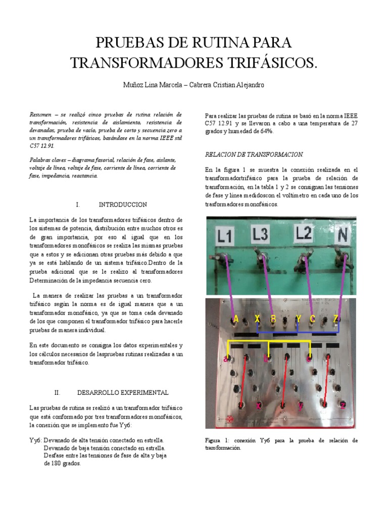 Pruebas de para Transformadores Trifasicos | PDF | Transformador | eléctrica