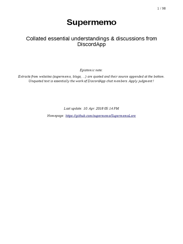 SuperMemo Guide for Users | PDF | Memory | Concept