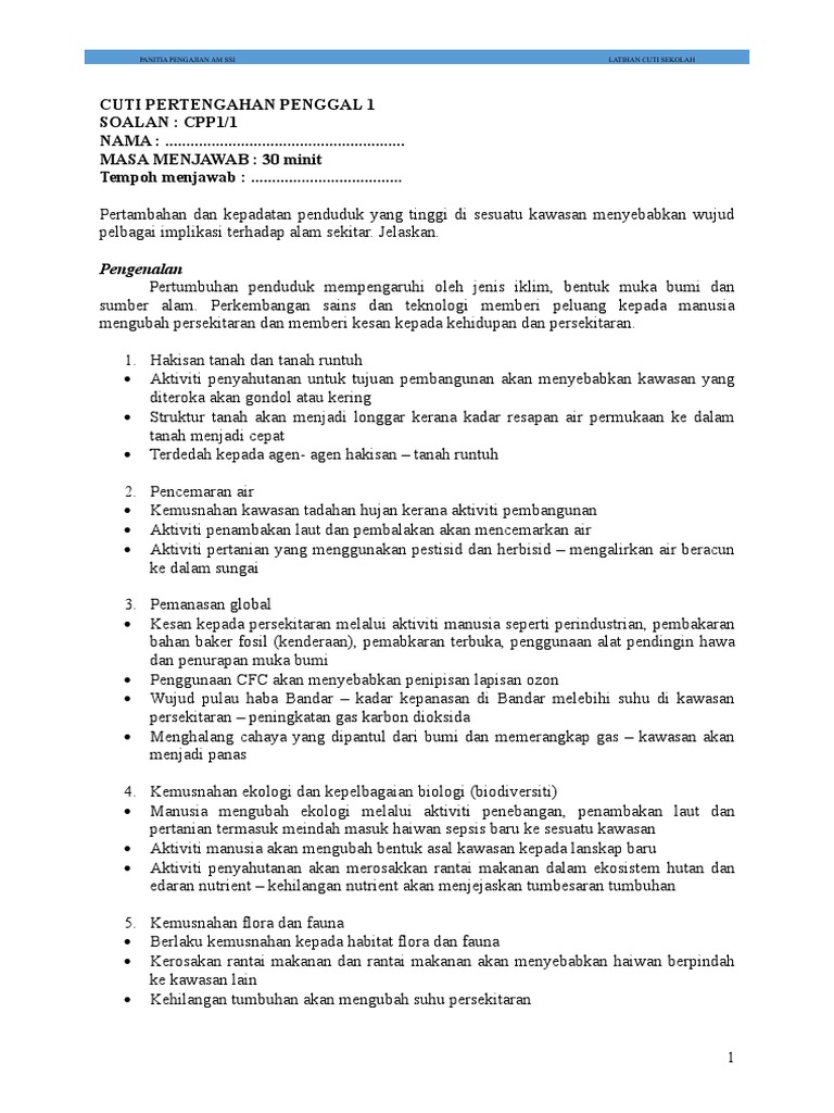 Pertambahan Penduduk Kesan Pdf