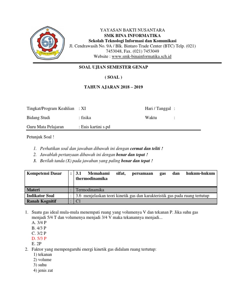 Soal Uas Fix Xi Copy