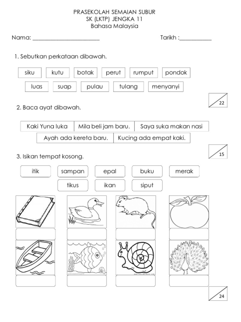 47803985 Latihan Bm Dan Sains Prasekolah Pdf