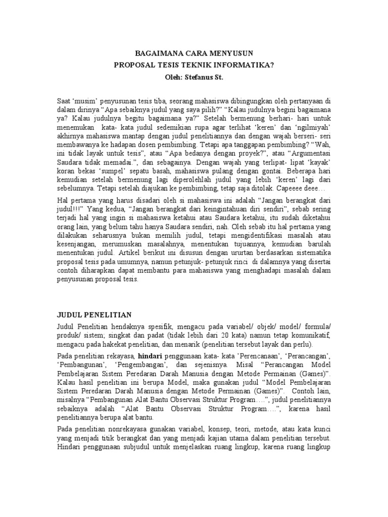 Panduan Penyusunan Proposal Tesis | PDF