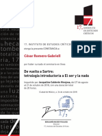 Constancia - Seminario - Estudiante César Romero Gabriell