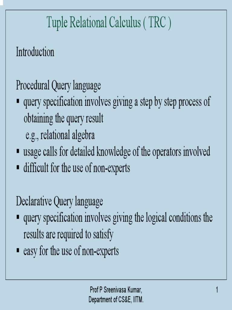 3.1 Tuple Relational Calculus PDF | PDF