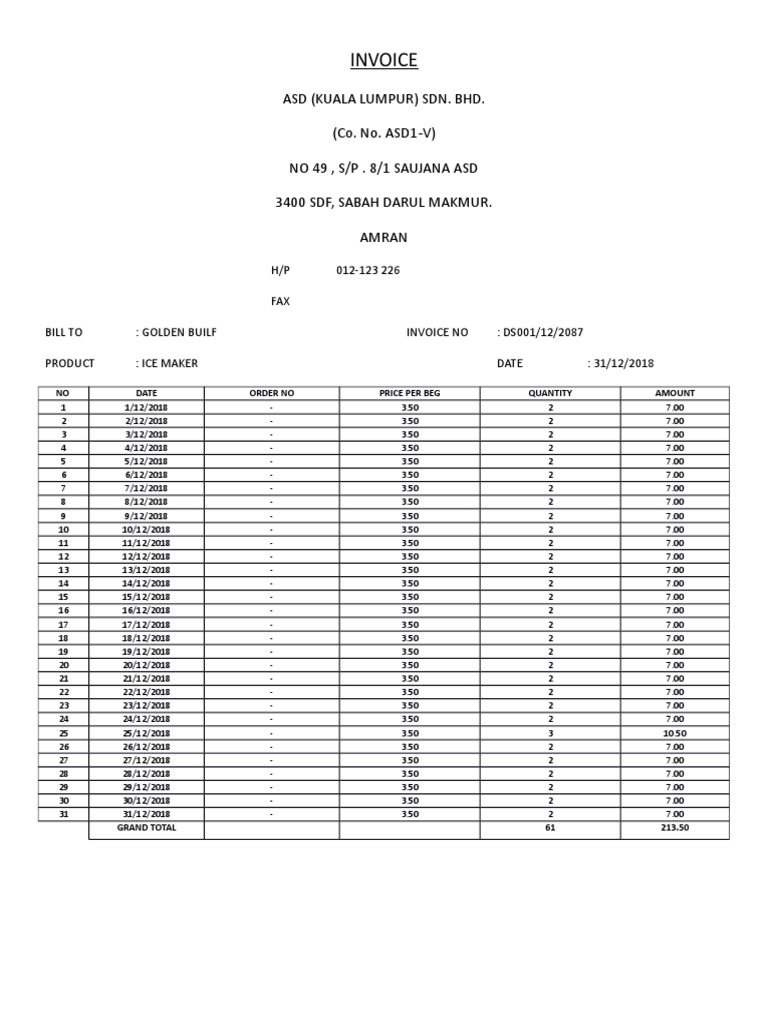 Invoice Ent Comp (Dec) Example | PDF