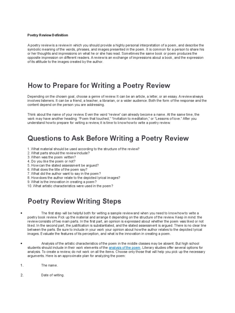 Poetry Review  PDF  Poetry  Cognitive Science
