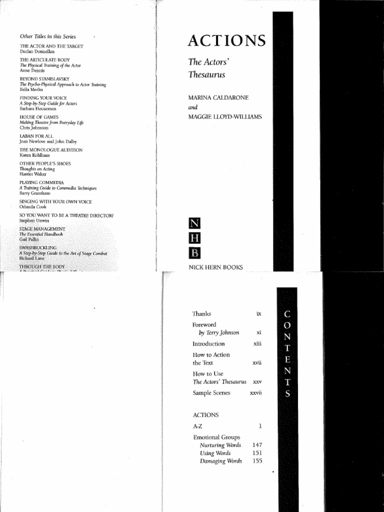 Actions The Actors Thesaurus PDF PDF