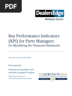 Key Performance Indicators (KPI) For Parts Managers: de Mystifying The Financial Statement!