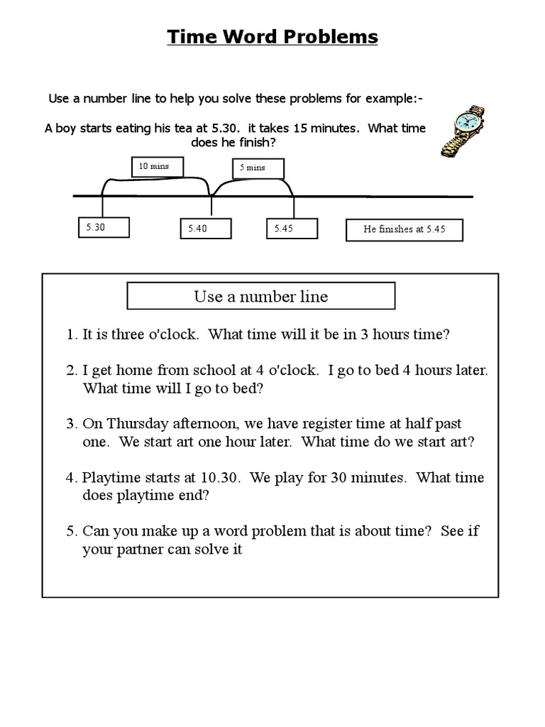 Time Word Problems Using Number Lines | PDF | Nature
