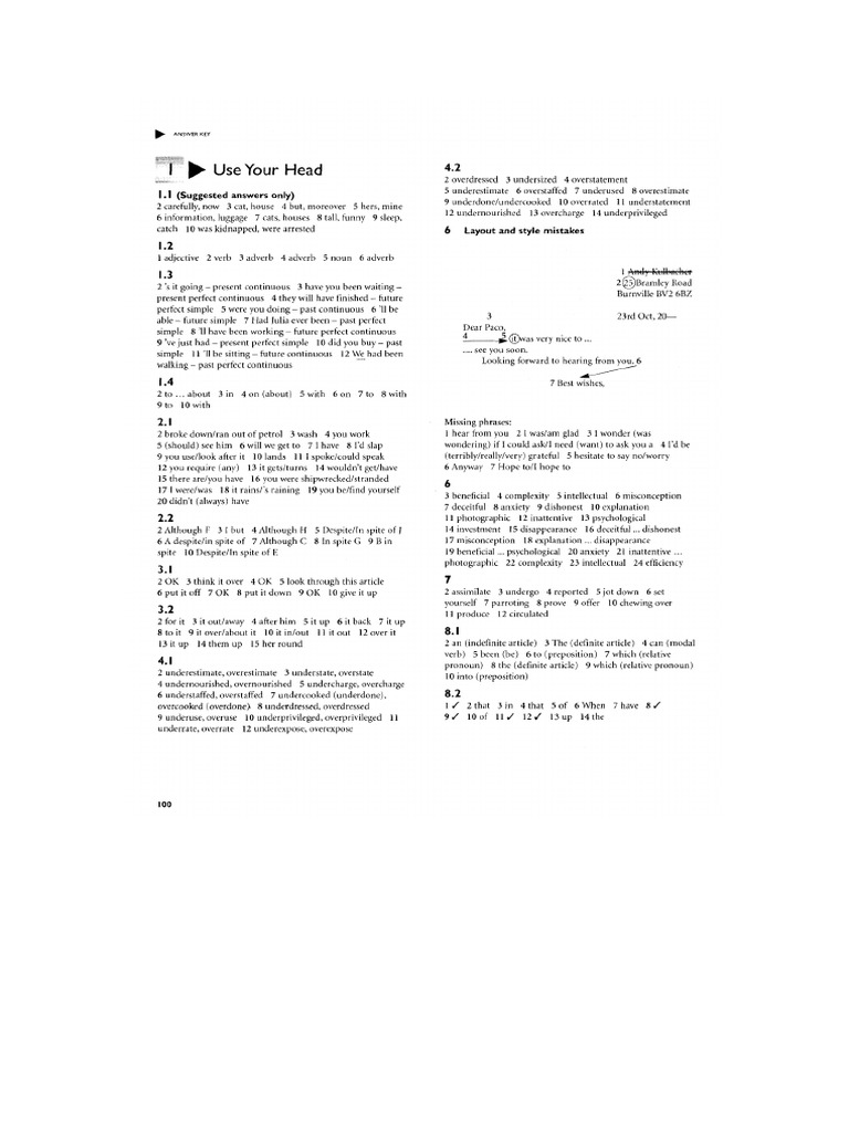 English 2 - Answer Key | PDF