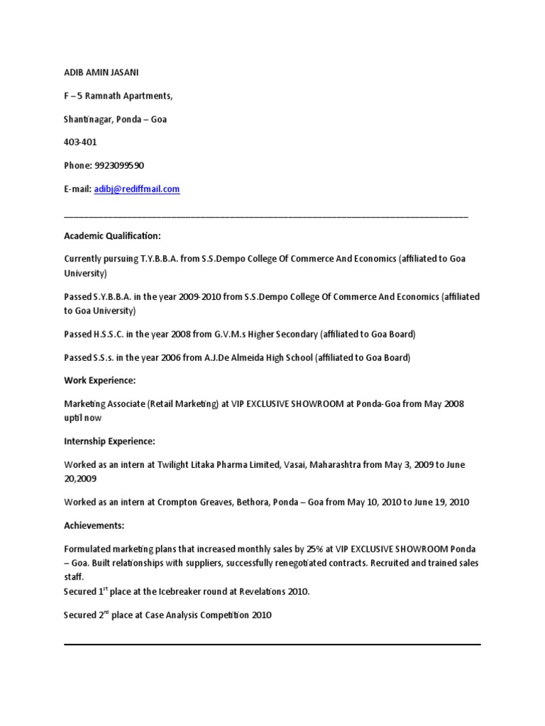 Adib Amin Jasani - Resume Overview | PDF