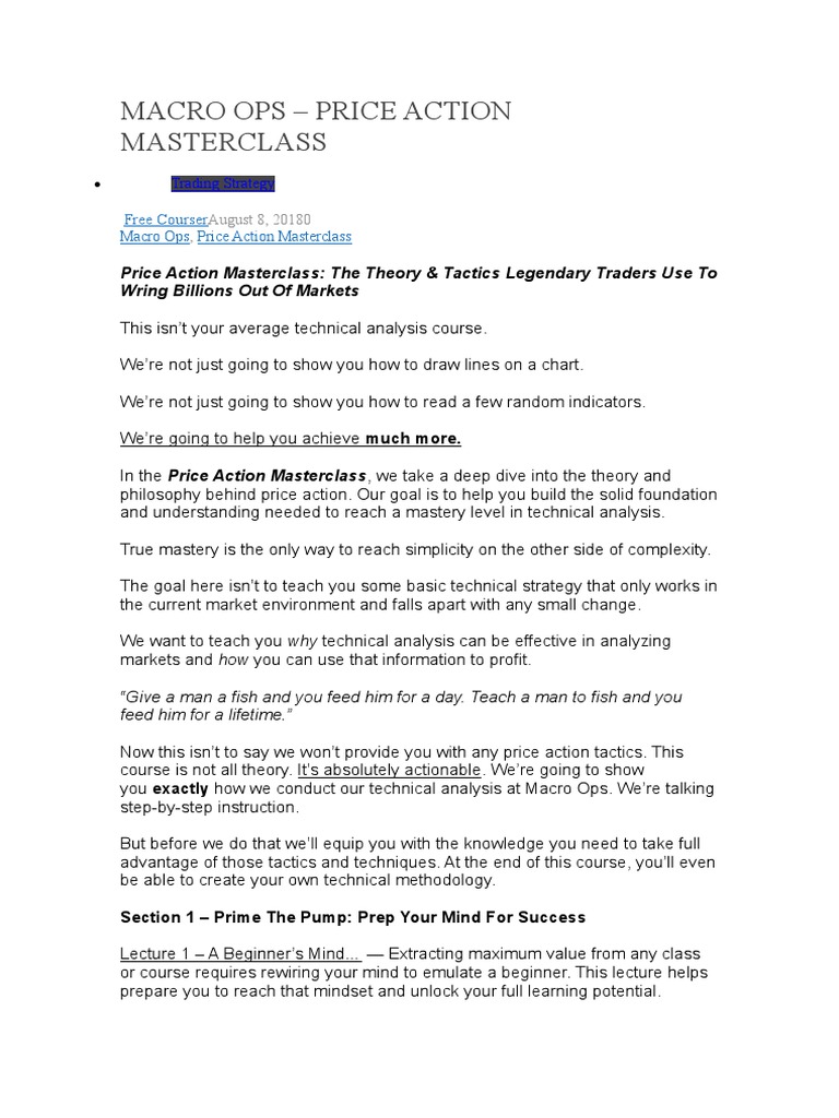 Price Action Trading Masterclass | PDF | Technical Analysis ...