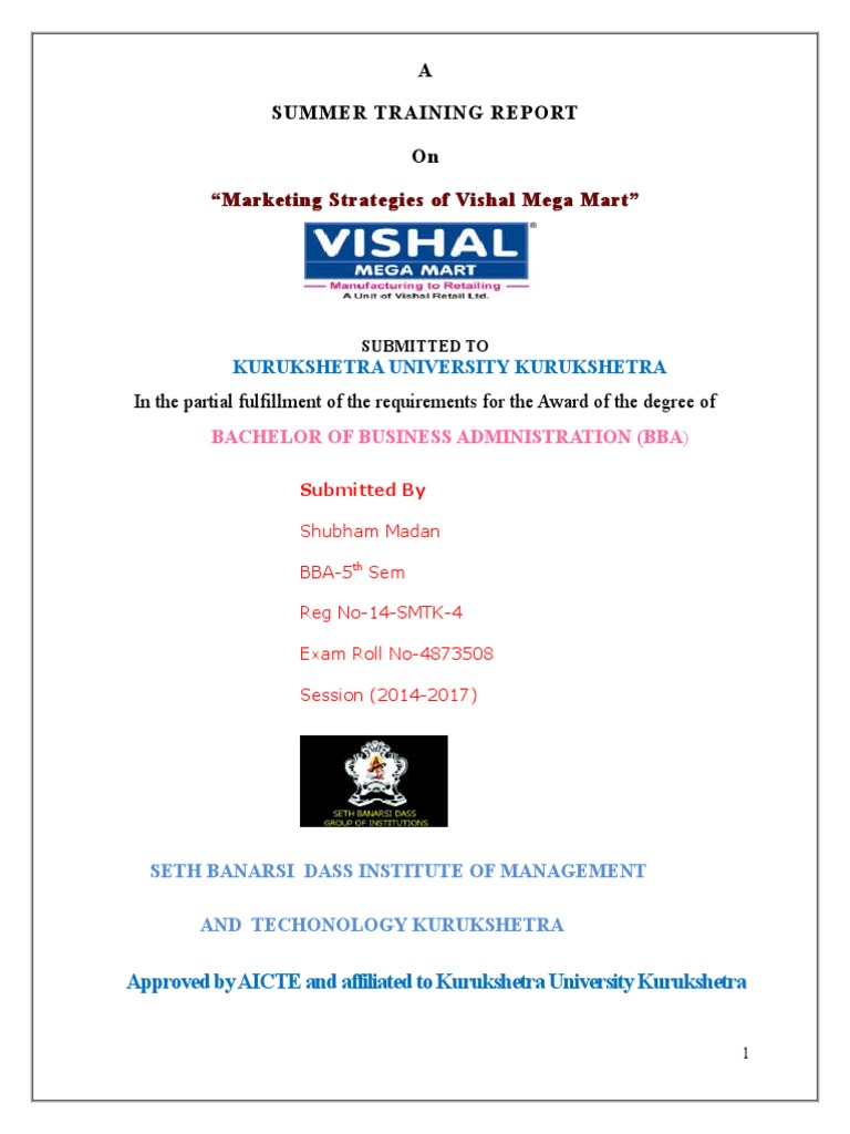 Marketing Strategies of Vishal Mega Mart | PDF | Retail | Grocery Store