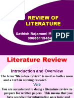Review of Literature: Sathish Rajamani M.SC (N) 09688115454