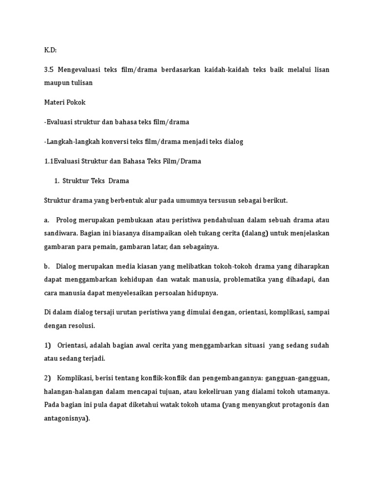 Mengevaluasi Teks Drama