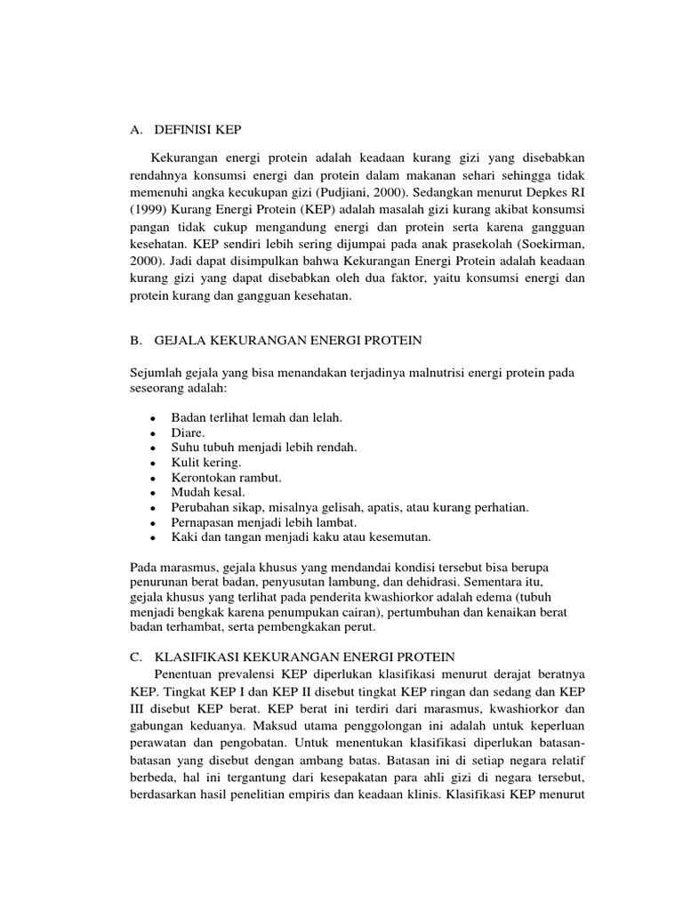 Definisi dan Gejala Kekurangan Energi Protein | PDF