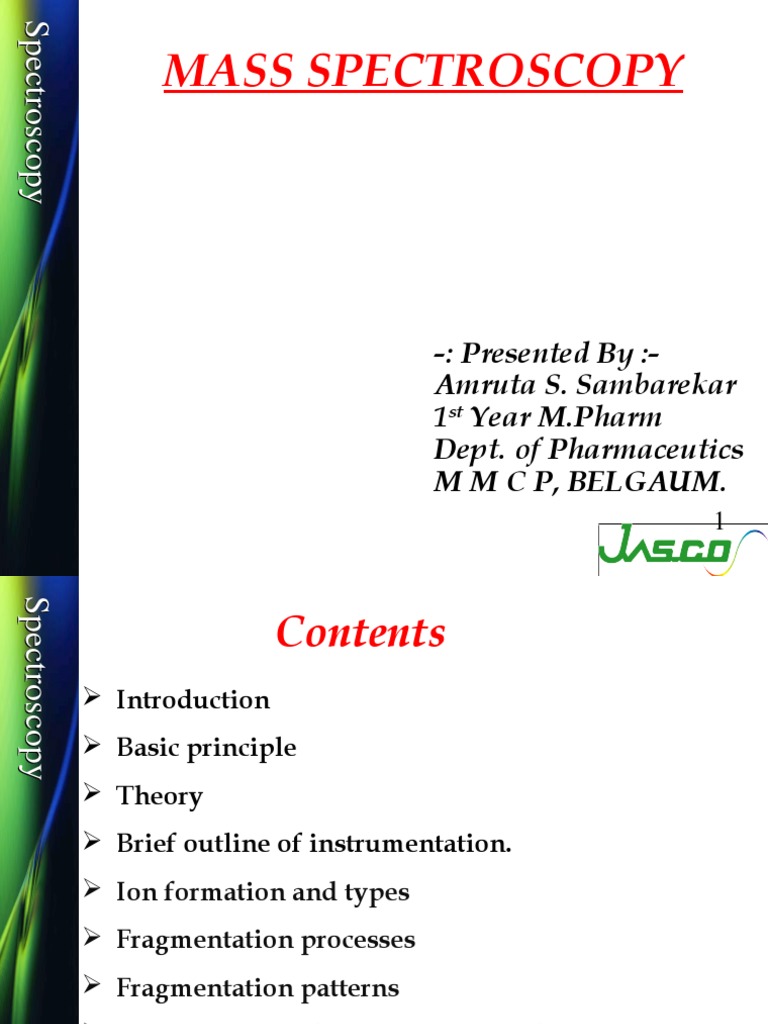 Mass Spectroscopy Overview for M.Pharm | PDF | Ion | Mass Spectrometry