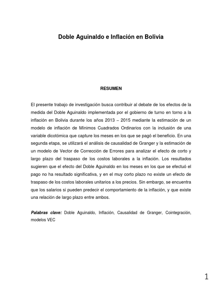 Paper Doble Aguinaldo PDF | PDF | Curva de Phillips | Inflación