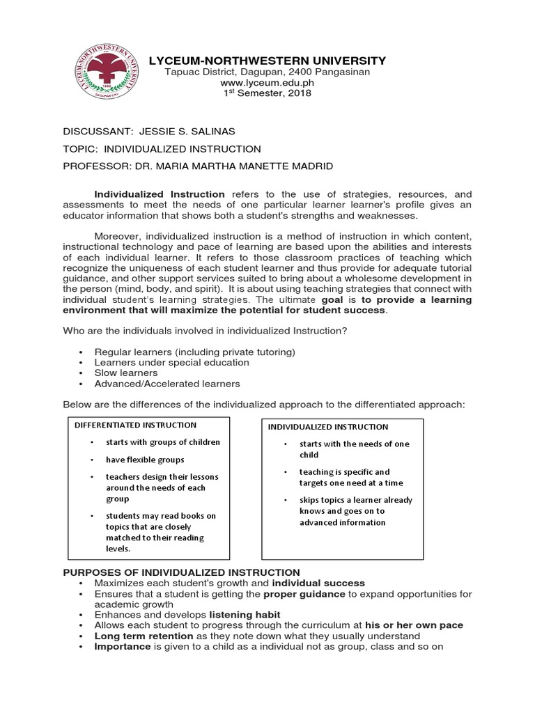 Individualized Instruction Strategies | PDF | Educational Assessment ...