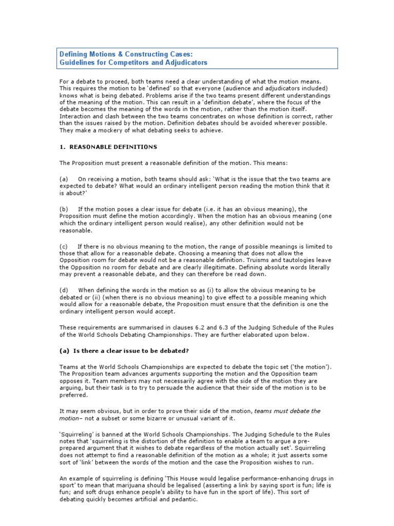 Debate Style Definition Argument