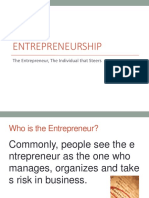 Entrepreneurship: The Entrepreneur, The Individual That Steers