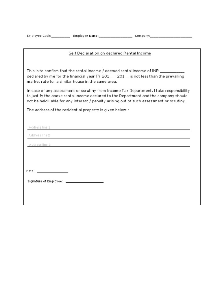 Rental Declaration PDF PDF