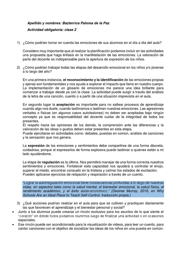 Planificación de Emociones en el Aula | PDF | Las emociones | Salón de ...